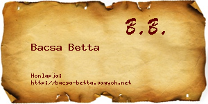 Bacsa Betta névjegykártya